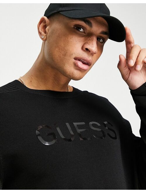 Guess crewneck sweatshirt with chest logo in black