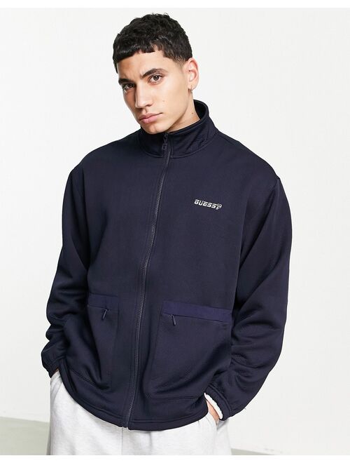 Guess scuba zip track jacket in navy with logo