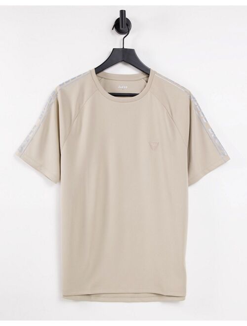 Guess active t-shirt with side taping logo in cream