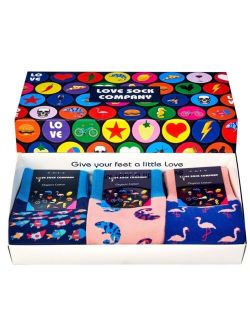 Men's Luxury Novelty Crew Socks in Animal Novelty Gift Box, Pack of 3