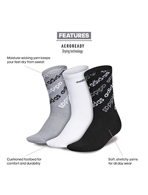 adidas womens Linear Repeat Logo Crew Socks (3-pair)
