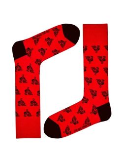 Red Rooster Socks - Men's organic cotton mid calf rooster Socks - Love Sock Company