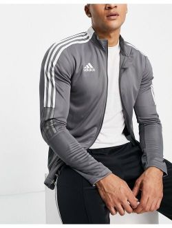 Soccer Tiro jacket with three stripe in gray