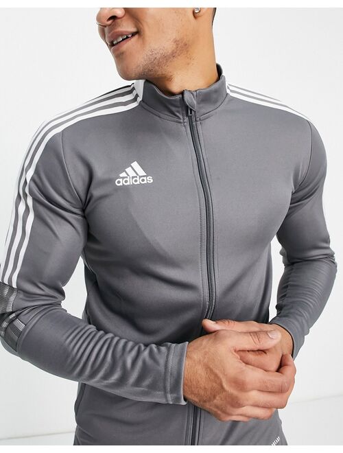Adidas Soccer Tiro jacket with three stripe in gray