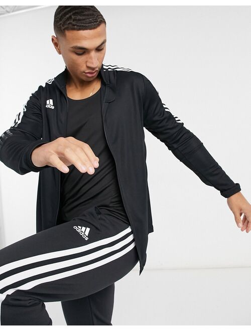 Adidas Training Tiro 3 stripe track jacket in black