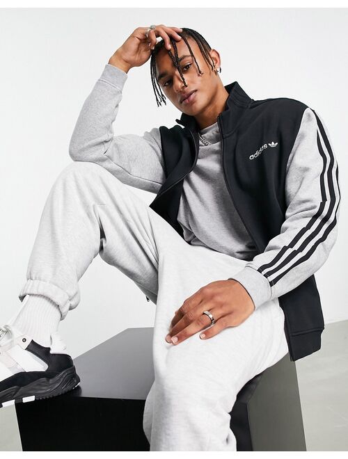 Adidas Originals Originals SPRT fleece track top in black and gray