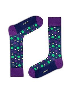 colorful fun funky cool patterned polka dot dress socks for men. Vandot Navy