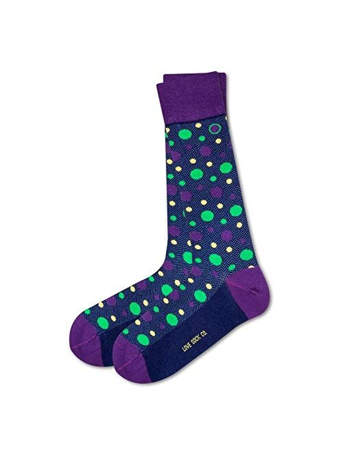 Love Sock Company colorful fun funky cool patterned polka dot dress socks for men. Vandot Navy