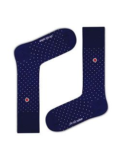 Biz Dots - Navy Blue Men's Polka Dots Dress Socks - Love Sock Company