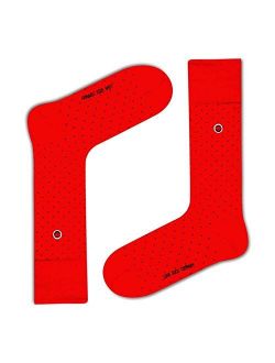 Biz Dots Red Men's groomsmen wedding organic cotton dress socks polka dots patterned - Love Sock Company