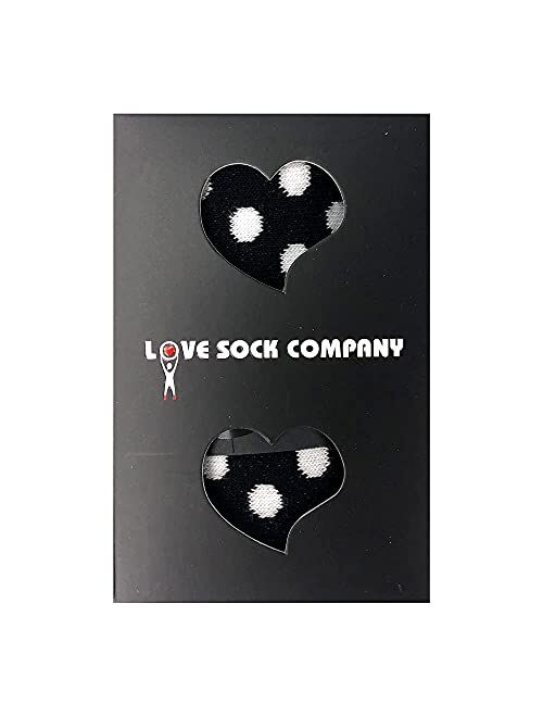 Love Sock Company Groomsmen socks for weddings - Men's polka dots dress socks - individually gift boxed - Organic Cotton - Red line
