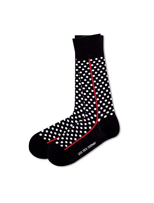 Love Sock Company Groomsmen socks for weddings - Men's polka dots dress socks - individually gift boxed - Organic Cotton - Red line
