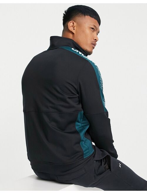Under Armour Sportstyle graphic track jacket in black and green