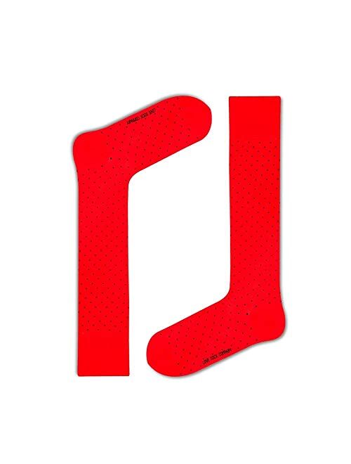 Men's Over The Calf Red Polka Dot Dress Socks by Love Sock Company Biz Dots Knee High Red