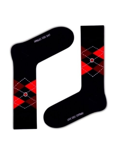 Argyle Men's Black Dress Socks - Organic Cotton - Made in Europe - Love Sock Company (Black)
