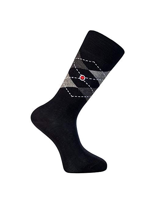 Argyle Men's Black Dress Socks - Organic Cotton - Made in Europe - Love Sock Company (Black)