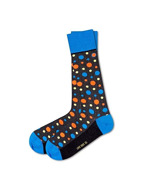 Love Sock Company colorful fun organic cotton polka dot crew dress socks for men - Vandot Black