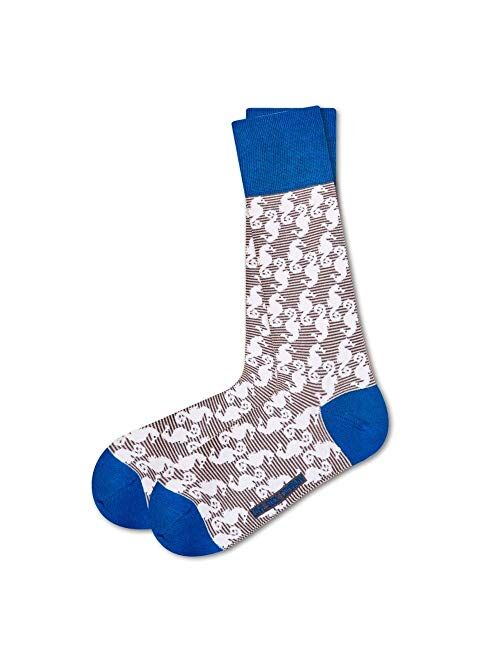 Love Sock Company Men's organic cotton patterned mid-calf fun casual socks - Seahorse Grey