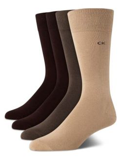 Mens Dress Socks Cotton Crew Patterned Socks (4 Pack)