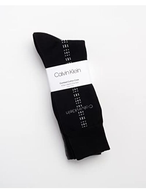 Calvin Klein Men’s Dress Socks – Cotton Crew Patterned Socks (4 Pack)
