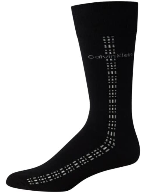 Calvin Klein Men’s Dress Socks – Cotton Crew Patterned Socks (4 Pack)