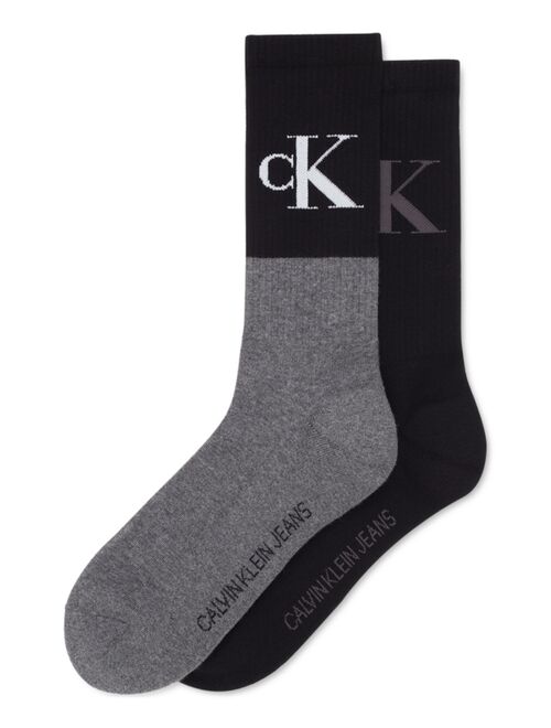 Calvin Klein Men's 2-Pk. Logo Solid Crew Socks