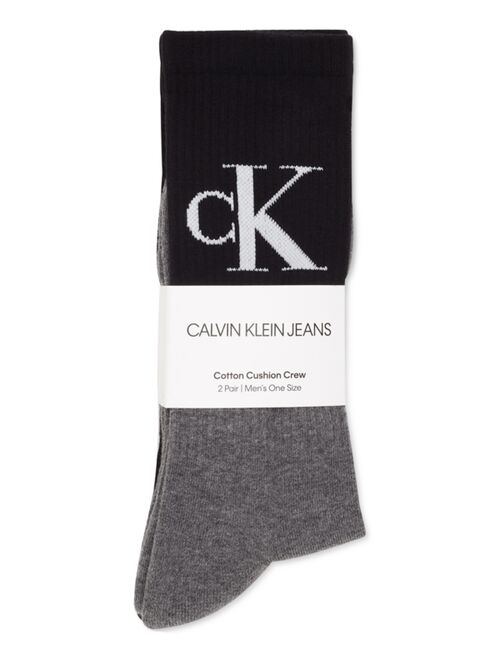 Calvin Klein Men's 2-Pk. Logo Solid Crew Socks