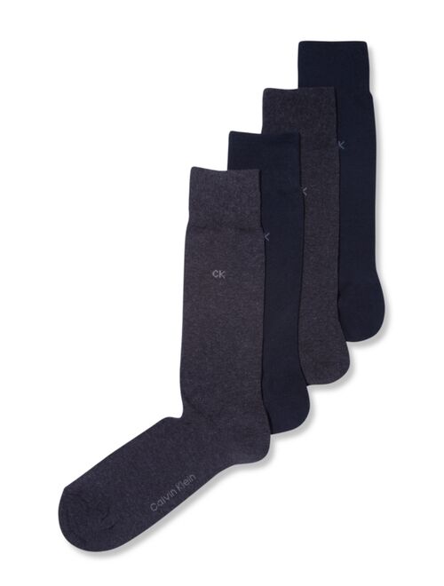 Calvin Klein Men's 4 Pack Solid Crew Socks