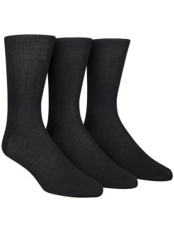 Dress Men's Solid Crew Socks, Non Binding 3 Pack