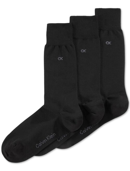 Calvin Klein Men's Socks, Combed Flat Knit Crew 3 Pack