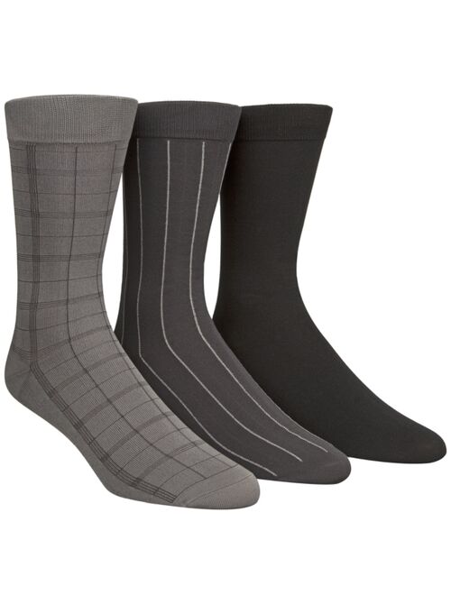 Calvin Klein Microfiber Windowpane 3-Pack Dress Socks