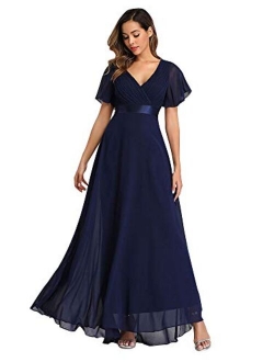 2021 Chiffon V Neck Formal Party Dress Long Evening Dresses
