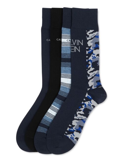 Calvin Klein Mens 4-Pk. Assorted Dress Crew Socks