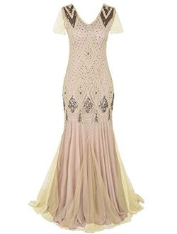 Women Evening Dress 1920s Flapper Cocktail Mermaid Formal Gown
