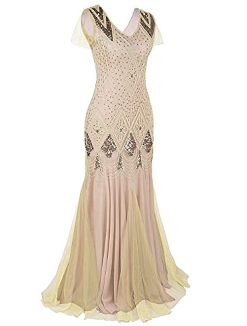 Beauty-Emily Women Evening Dress 1920s Flapper Cocktail Mermaid Formal Gown