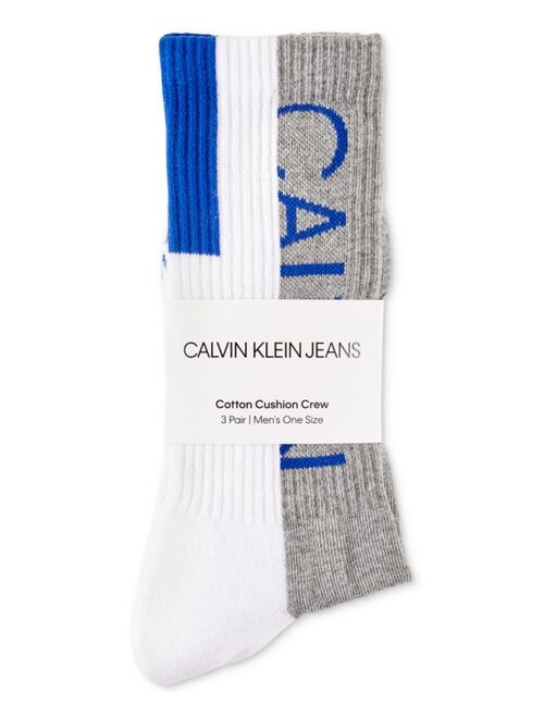 Calvin Klein Men's Logo Sport Cushion Crew Socks, Three Pairs