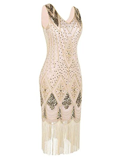 Beauty-Emily Women 1920s Gatsby Cocktail Sequin Art Deco Flapper Dress