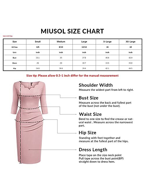 Miusol Women's Ruffle Style 2/3 Sleeve Slim Cocktail Dress