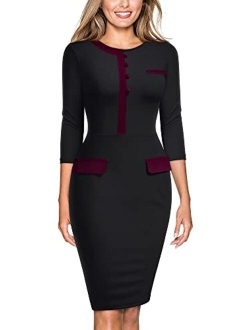 Women's Official Retro Style 2/3 Sleeve Business Pencil Dress
