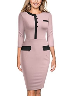 Women's Official Retro Style 2/3 Sleeve Business Pencil Dress