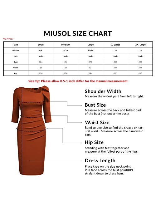 Miusol Women's 1950s Style Bow 2/3 Sleeve Business Pencil Dress