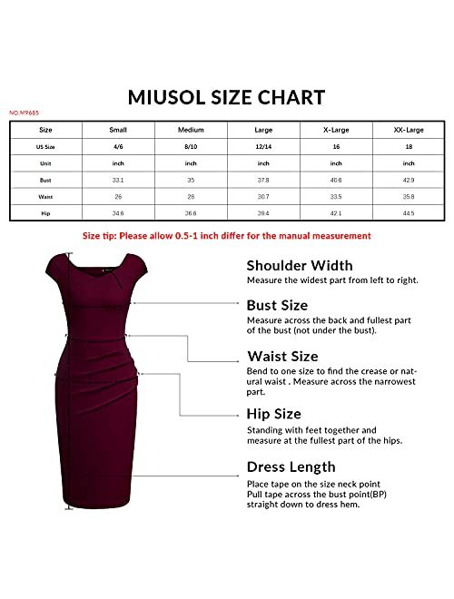 Miusol Women's Retro Special Neck Ruffle Business Pencil Dress