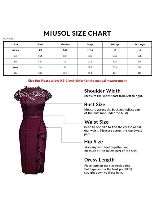 Miusol Women's Retro Floral Lace Ruffle Style Cocktail Mini Dress