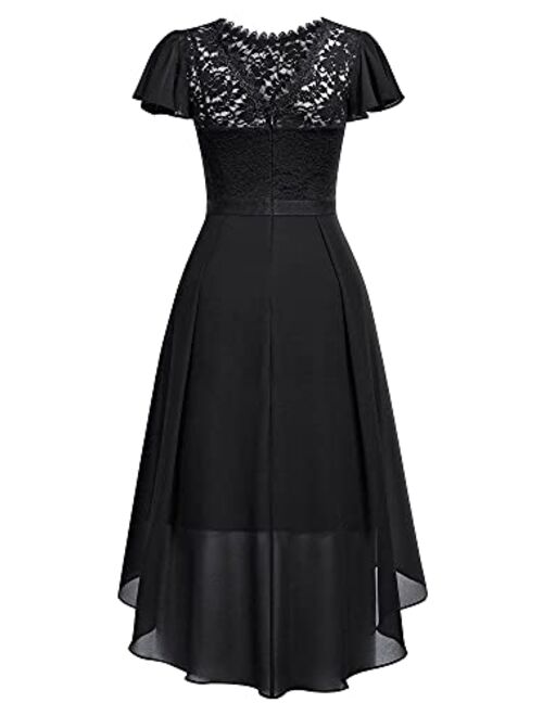 Miusol Women's Formal Ruffle Sleeve Floral Lace Evening Party Dress
