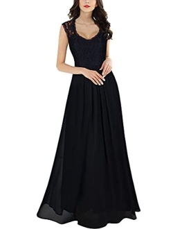 Women's Casual Deep- V Neck Sleeveless Vintage Wedding Maxi Dress