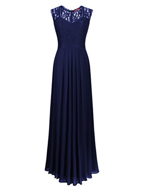 Miusol Women's Casual Deep- V Neck Sleeveless Vintage Wedding Maxi Dress