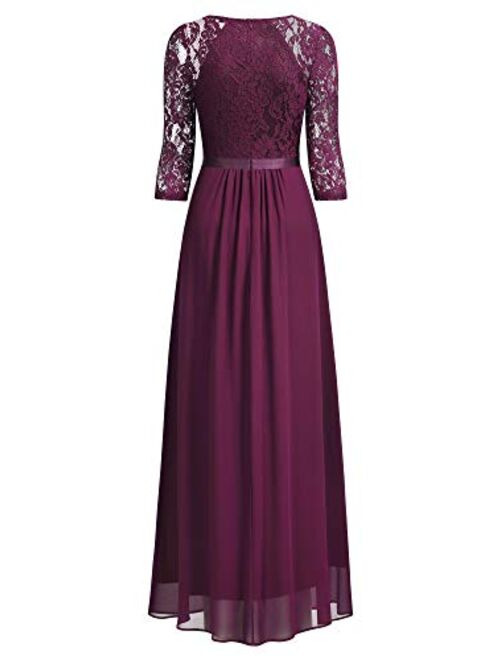 Miusol Women's Formal Lace Split Side Style Bridesmaid Maxi Dress