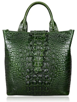 Designer Top Handle Satchel Handbags for Women Crocodile Handbag and Purse Leather Tote Bags