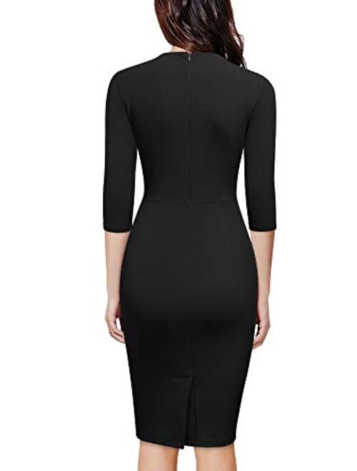 Miusol Women's Vintage V-Neck Ruffle Slim Cocktail Party Dress