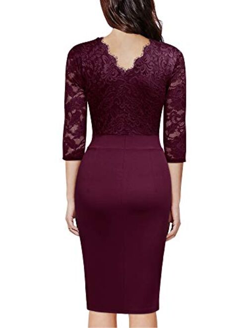 Miusol Women's Floral Lace Split Slim Cocktail Party Dress